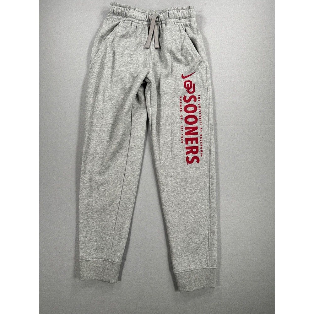 Nike Oklahoma Sooners Jogger Sweatpants Gray Fleece Boys Medium OU Logo NWT